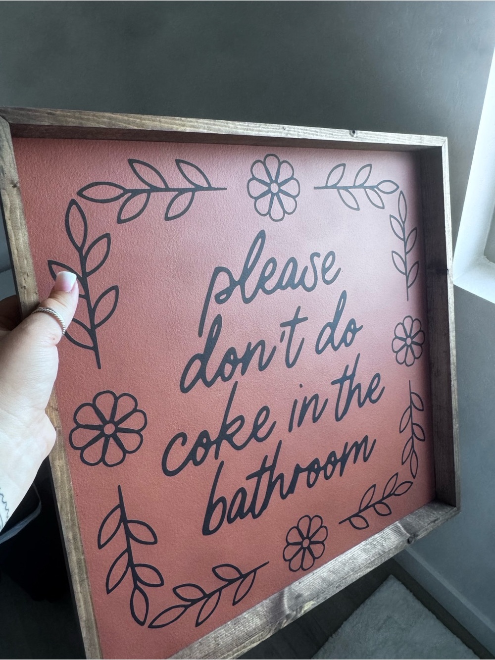Decorative Framed Sign - Rust Red with Black Script